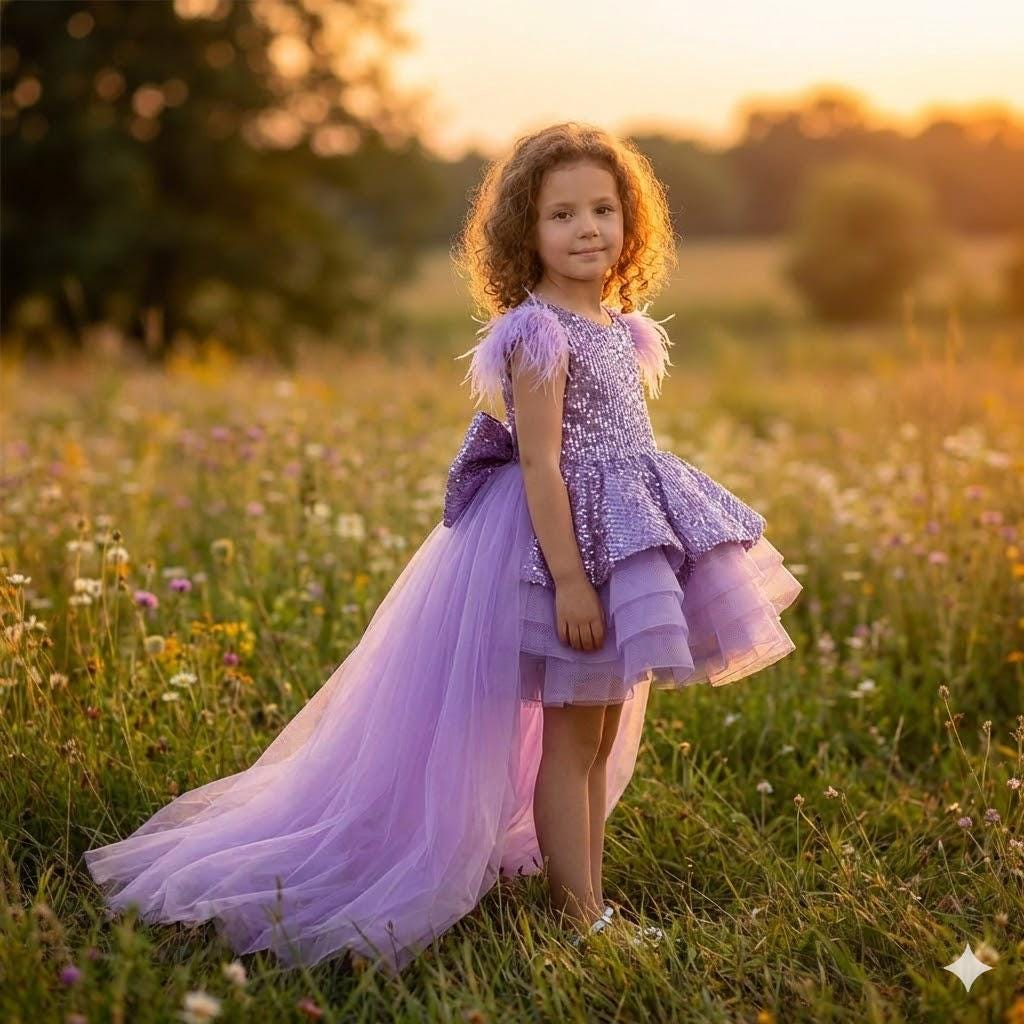 strapless open back dress BABARONI Chiffon Lilac Junior Bridesmaid Dresses A-line V-neck Floor-length  Sleeveless – BABARONI UK main image 1