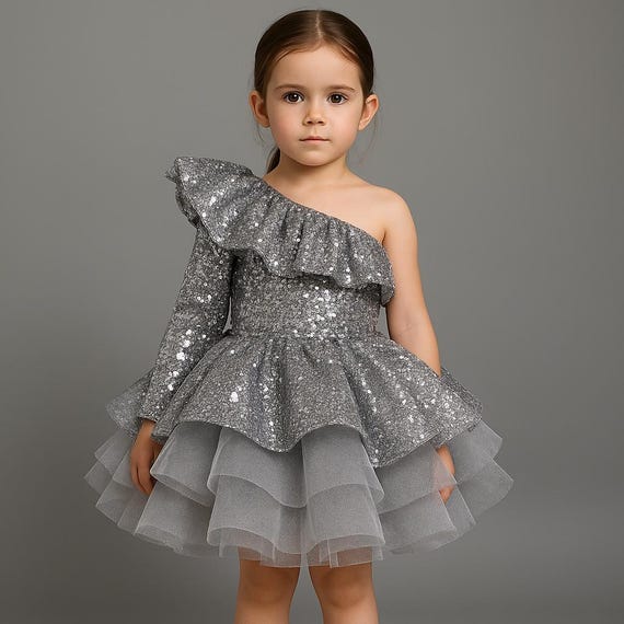 ice grey bridesmaid dresses Alayne Long Sleeve Knit Mini Dress Black / Grey Stripe