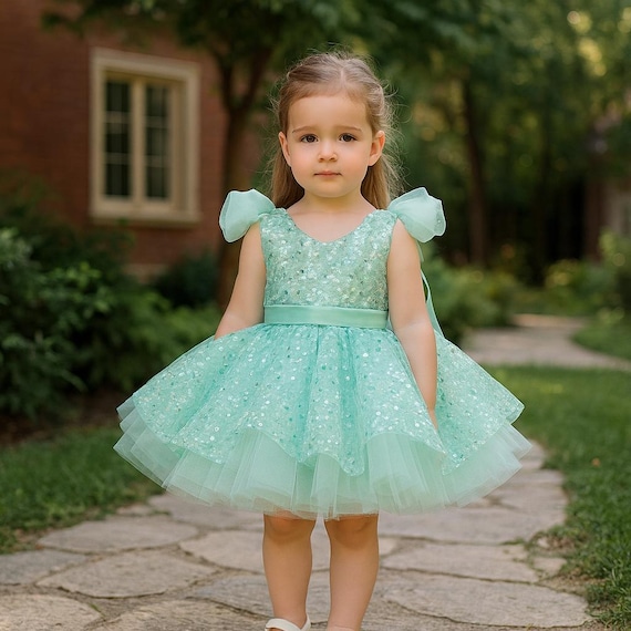 mint green childrens dress Elegant Sage Green Flower Girl Dress Arabic Princess Kids Wedding Birthday  Party Gowns vestidos de novia J077 – DreamyVow