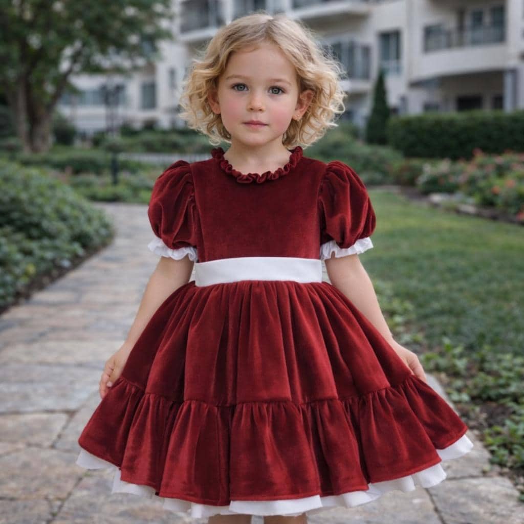 Red Velvet Baby Dress - Elegant Princess Gown for Special Occasions