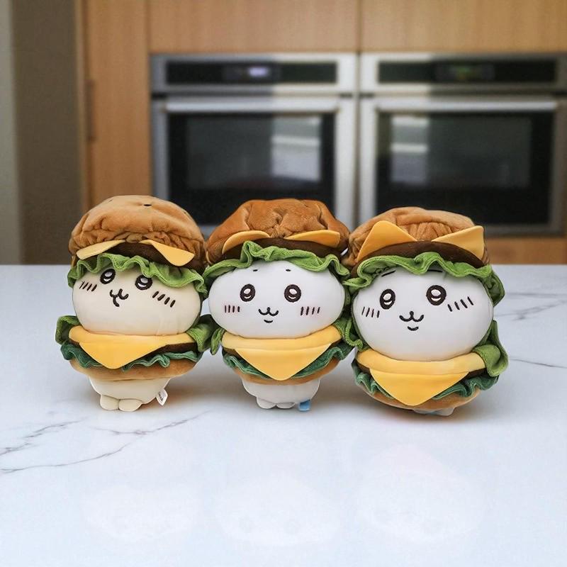 ちいかわハンバーガーぬいぐるみ、かわいいハチワレ取り外し可能な 