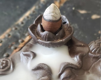 Sandalwood backflow incense cones, Hand dipped incense ~ A rich, sweet, earthy scent. Popular for meditation.