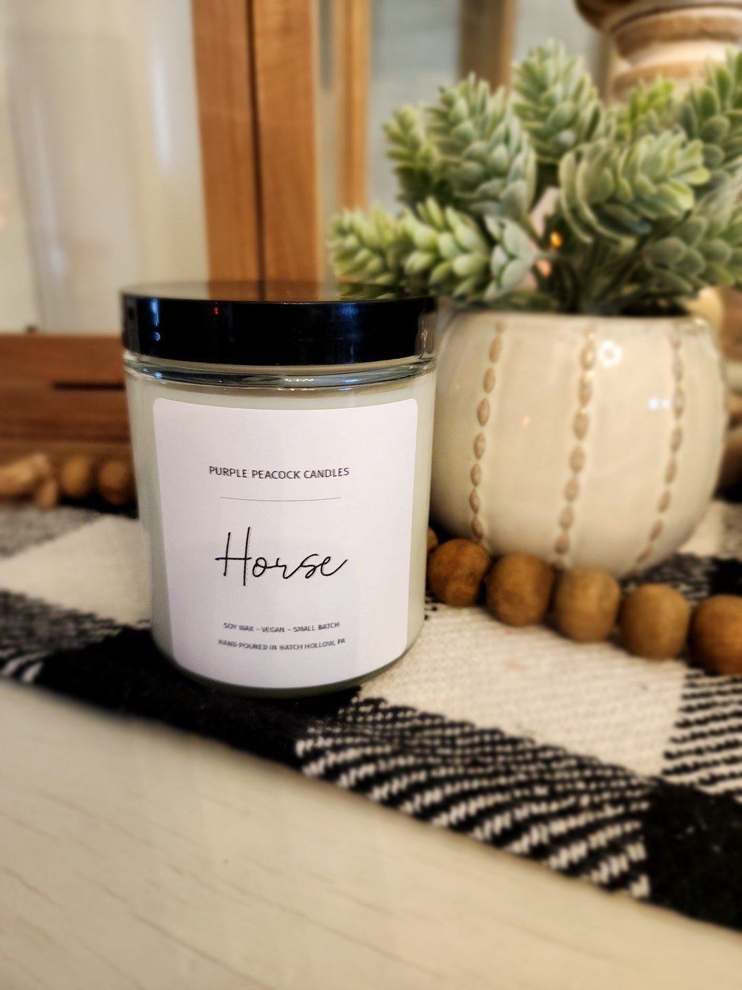 Horse Soy Candle Notes of Soft Earth, Fresh Alfalfa, and Clean Horses