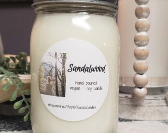 Sandalwood Soy Candle, Candles, Soy Candle, A smooth warm woody aroma