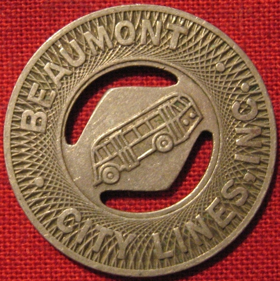 1940/'s BEAUMONT CITY LINES Good for 1 Fare 23mm BUS TRANSIT Texas TX 65I