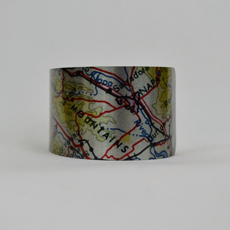 Sonoma Mountains California Map Cuff Bracelet Santa Rosa Napa