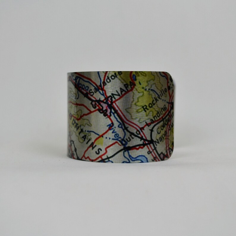 Sonoma Mountains California Map Cuff Bracelet Santa Rosa Napa