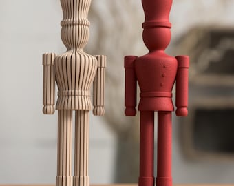 Nutcracker 21 cm or 38 cm · 3D printed · Japandi design · minimalist Christmas decoration · Scandinavian decor gift idea, handmade