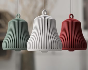 Set 1–10 · 7 cm Christmas bell · Christmas tree ornament · Japandi decoration · Textured grooved bell · Minimalist Christmas decoration · 3D print