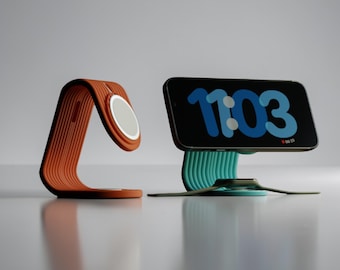 Soporte MagSafe · Base de acoplamiento para iPhone, Apple Watch, escritorio y mesita de noche.