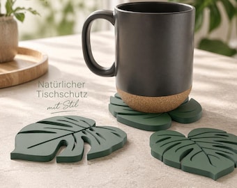 Leaf-shaped coasters · Set of 3 as 3D table decorations for plant lovers