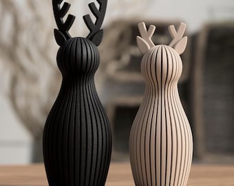 Reindeer Figurine Christmas · Minimalist Japandi Decoration · Scandinavian Winter Decor Table Decoration · Black · 13.5 cm
