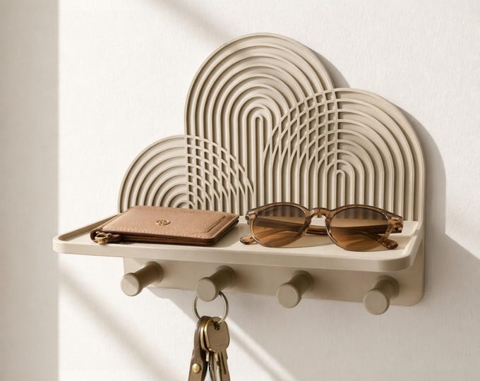 Featured listing image: Curved wall shelf · Designer storage in your choice of color for keys, decorations and everyday items