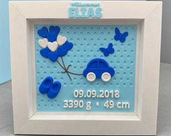 Birth announcement plaque for a boy as a 3D printed gift for a birth – christening gift, nursery decoration and birth data sign
