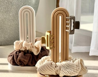 3D printed scrunchie organizer, hair tie storage with shelf for hair clips, bathroom organizer
