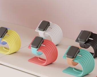 Apple Watch charging stand, modern, elegant smartwatch stand, dock with cable management for desk