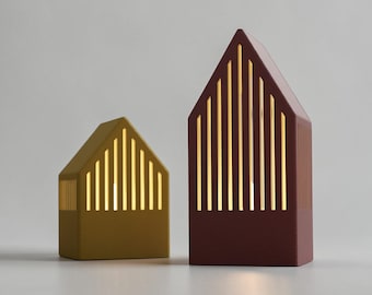Japandi tealight houses, individually or as a set, cozy warm table decoration, minimalist Scandinavian decor
