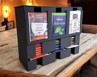 Tea organizer, tea bag dispenser for kitchen, tea station, 3D printed storage