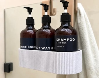 Shower shelf without drilling for glass showers, hanging shower caddy, bathroom organizer with optional towel hook