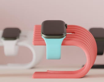 Apple Watch Stand, modern charger stand with cable management, smartwatch dock for desk