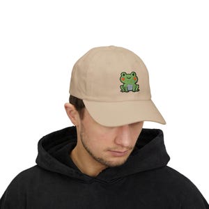 Embroidered Frog Cap, Cute Animal Hat, Nature Lover Gift, Green Frog Baseball Cap, Dad Hat with Frog Embroidery