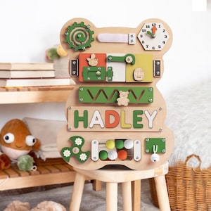 Personalized Montessori Busy Board – Custom Sensory Activity Board for Toddlers, Baby Learning Toy, Best Gift for Toddler Development & Play