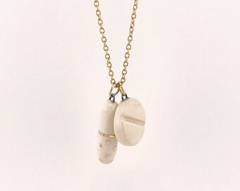 Happy pills - ceramic pendants on stainless steel chain