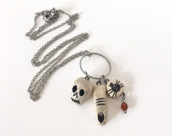 Halloween set III. - ceramic pendants on stainless steel chain