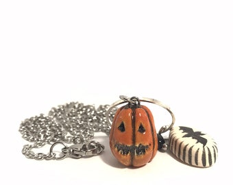 Halloween set II. - ceramic pendant on stainless steel chain