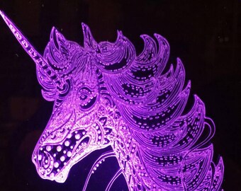 Unicorn night light desk table Lamp Fantasy room Decor Colour change Birthday Gift her bedroom Girl Cave teenager Spirit animal USB profile