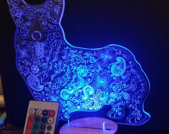 Corgi Dog LED Lamp  Colour change Unusual Birthdays  Gift Him Her Pet Cave Fur Baby Mom Dad Room decor Night light Remote Control USB