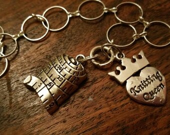 Knitters 8 Row Counter Knitting Queen Tape Measure Charms Yarn Lovers Gift for Her Mom Gran Neighbour coworker who Knits Gifts under 20