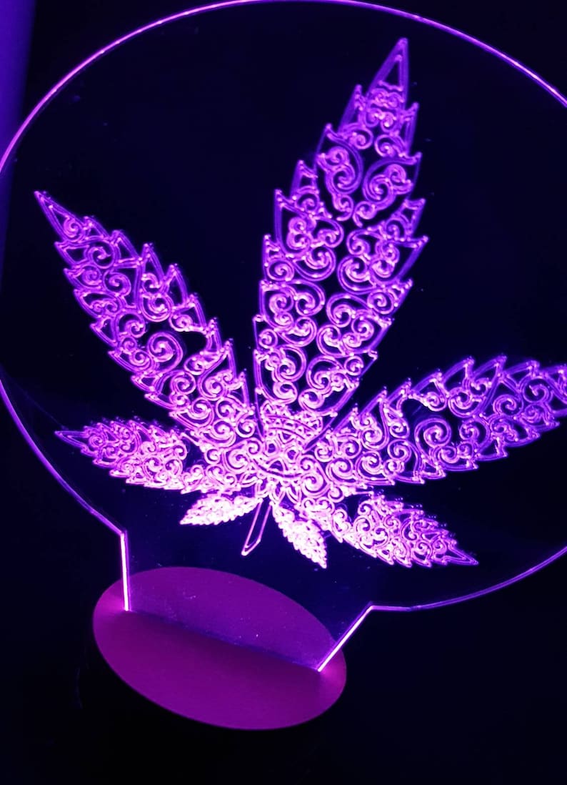 Marijuana Lamp Weed Room Decor Cannabis Pot Mood Light Colour Etsy