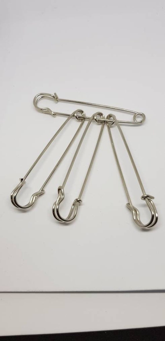 Silver Colour safety pin brooch finding 6 pcs