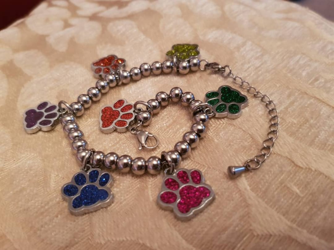 Rainbow Bridge Paw Prints Pulsera Pet Loss Dog Cat Memorial Jewelry ...