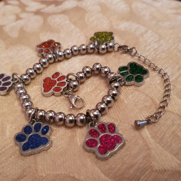 Rainbow Bridge Paw Prints Bracelet Pet Loss Dog Cat Memorial Jewelry Unusual gift friend suffering bereavement pup puppy kitten kitty