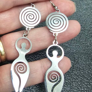 Goddess Earrings Ostara women's earth mother Dangle Drop Jewelry Gifts her under 10 wife lover stainless steel throughout hypoallergenic image 8