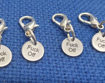 Fuck off rude Stitch markers Sweary knit crochet gift exchange present stitch holder yarn progress keeper row marker gift sister daughter