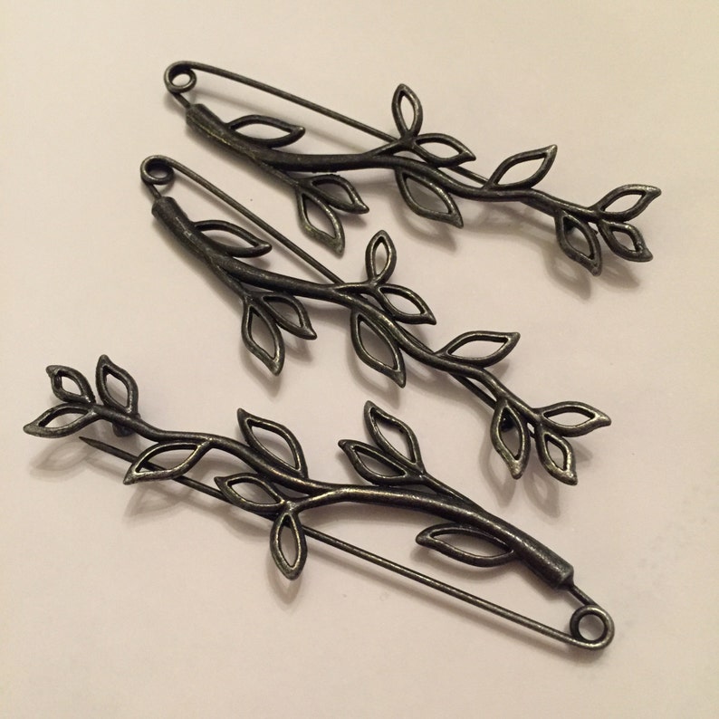 Leaf Twig Safety Pin Brooch safetypin I Am Safe I Am Here I Etsy