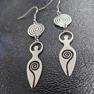 Goddess Earrings Ostara women's earth mother Dangle Drop Jewelry Gifts her under 10 wife lover stainless steel throughout hypoallergenic image 7