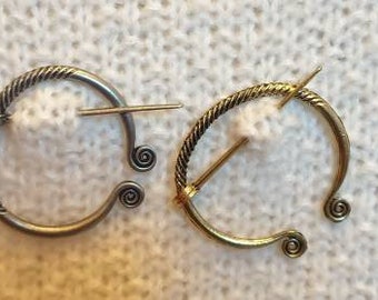 Penanular Shawl Pin Viking Brooch Celtic Cloak Fastener Cosplay Re-enactment for Knit Crochet Scarf Antiqued Steel grey copper gold silver