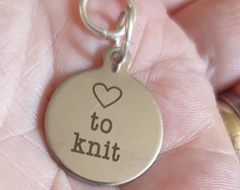 Love to Knit fun Stitch markers knit knitters gift exchange present stitch holder yarn progress keeper row marker gift friend place keeper