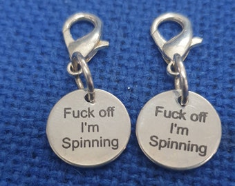 Fuck off Im Spinning rude Stitch markers Sweary spinnerknit crochet gift exchange present stitch holder yarn progress keeper row marker gift