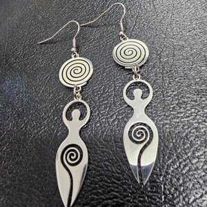 Goddess Earrings Ostara women's earth mother Dangle Drop Jewelry Gifts her under 10 wife lover stainless steel throughout hypoallergenic image 6