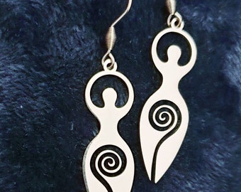 Goddess Earrings Ostara women's earth mother Dangle Drop Jewelry Gifts her under 10 wife lover stainless steel throughout hypoallergenic