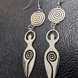 Goddess Earrings Ostara women's earth mother Dangle Drop Jewelry Gifts her under 10 wife lover stainless steel throughout hypoallergenic image 4