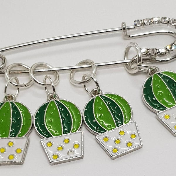 Cactus knit stitch markers knitting crochet Scarf Pin Single or Set Snag Free succulent place keepers Progress Keeper Knitters Friend Gift