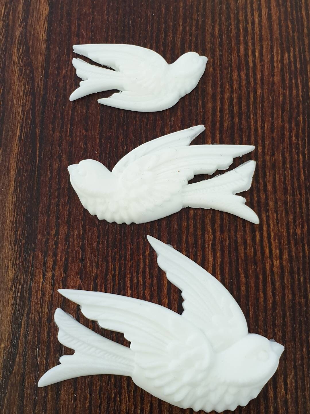 Swallows Birds Set Of 3 - Resin Furniture Appliques For Dollhouse & Home Decor