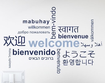 Welcome Vinyl Wall Decal | Multiple Languages Word Cloud