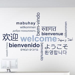 Vinyl Wall Decal | Welcome Vinyl Wall Decor | Welcome Multiple Languages